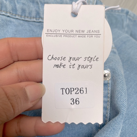 Top Trend Denim wide jeans with a high side slit. Size 36 - Picture 9 of 9